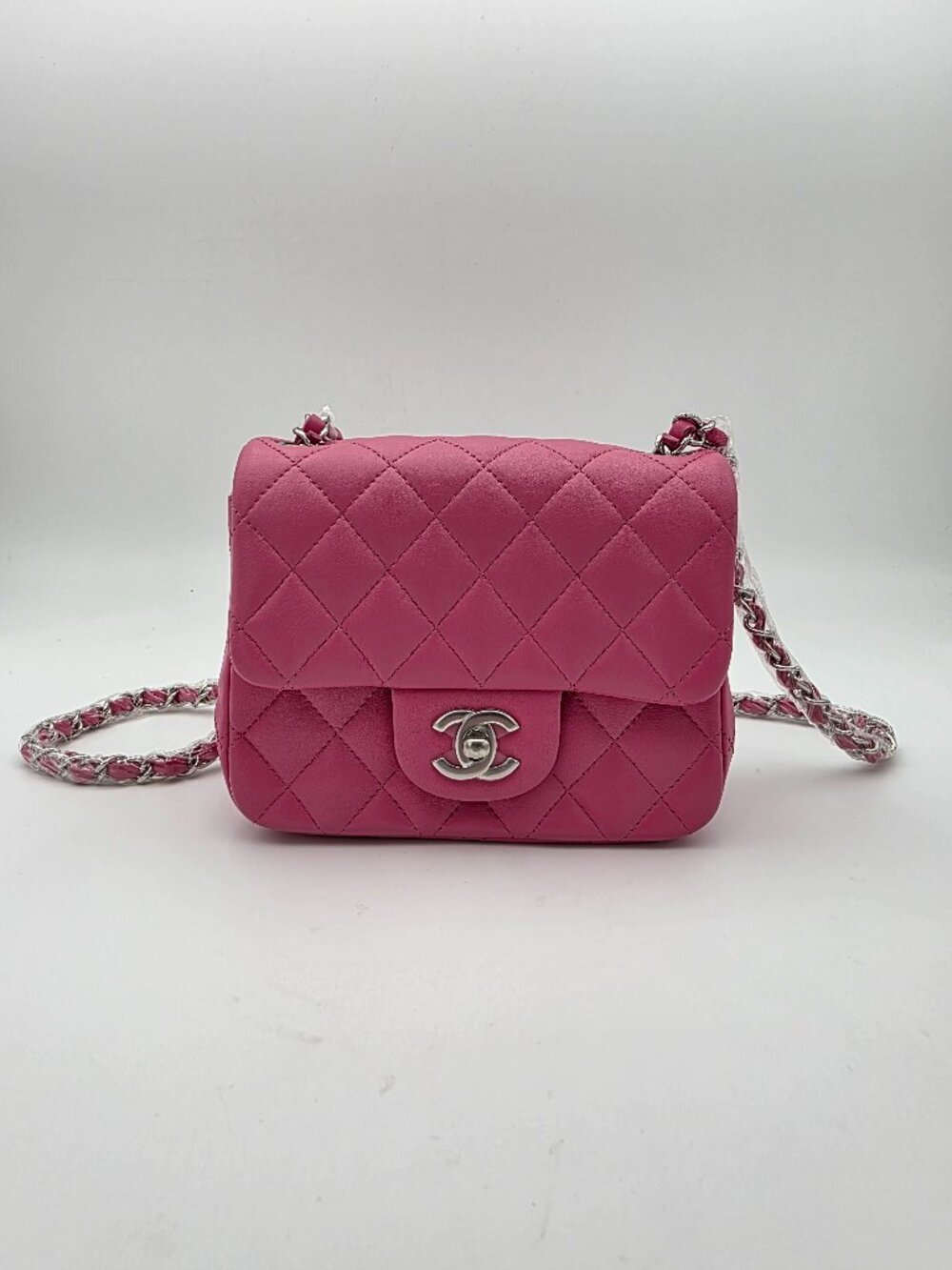 Chanel Classic Mini Square Flap Bag in Pink Lambskin